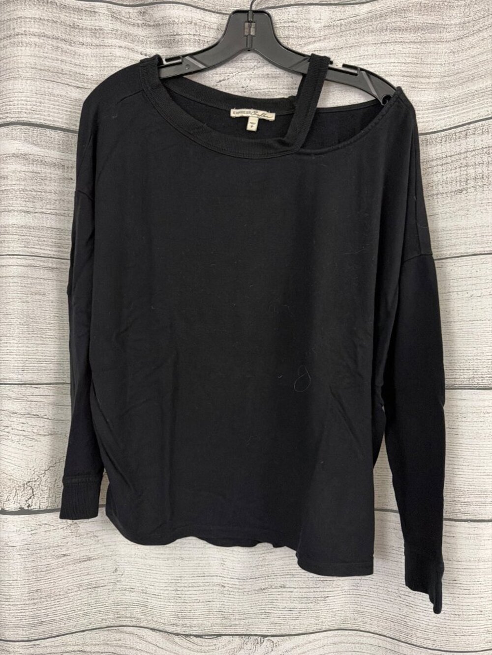 Express One Eleven Black Off-Shoulder Long Sleeve Top Size S